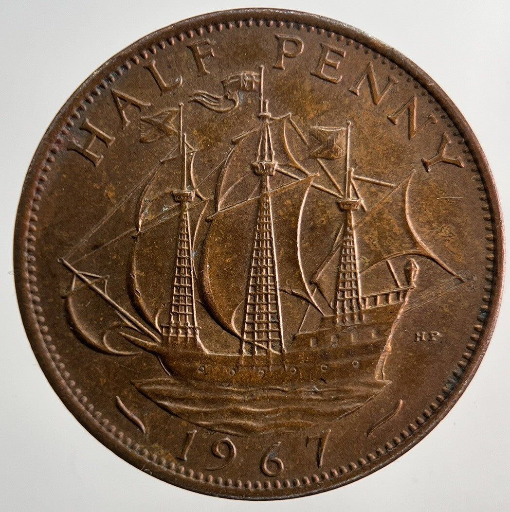 1967 Elizabeth II 2nd British Half-Penny Coin | Very High Grade