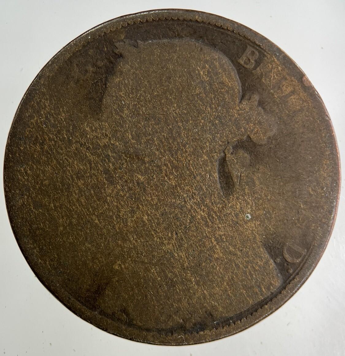 British Victoria One Penny Coin | Worn Grade