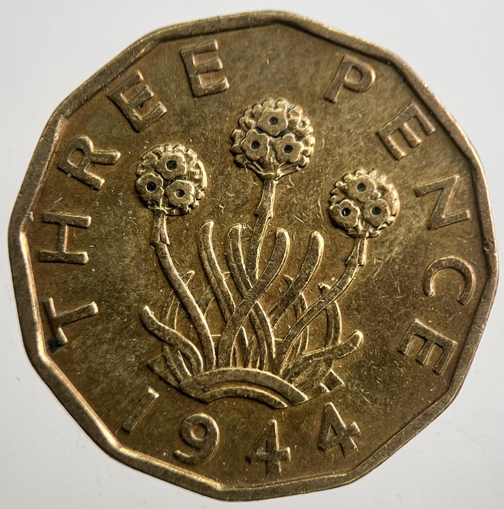 1944 British Brass Threepence Coin | Fine Collectable Grade | a7709