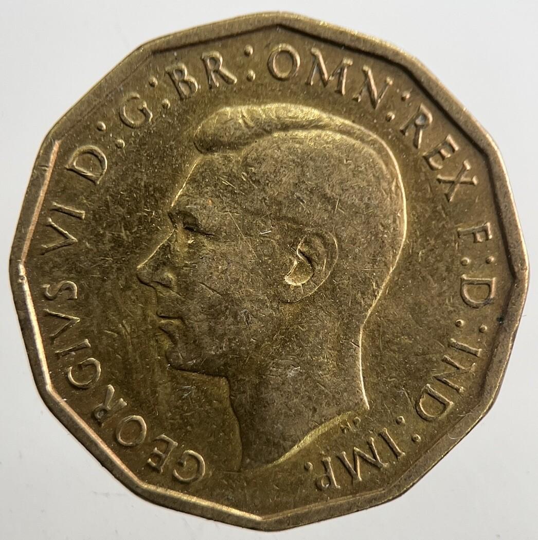 1944 British Brass Threepence Coin | Fine Collectable Grade | a7709