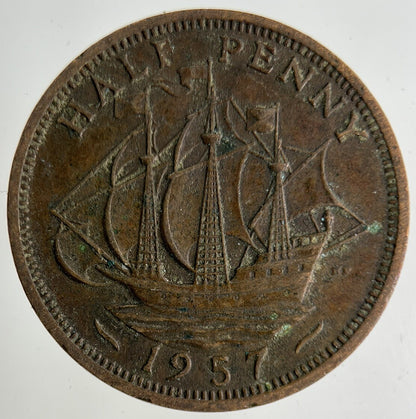 1957 Elizabeth II 2nd Half-Penny Coin | Fine Collectable Grade