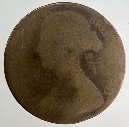 1861 Victoria One Penny Coin | Worn Grade