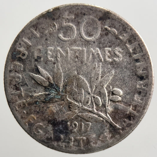 1917 France 50 Centimes Silver Coin | Collectable Grade
