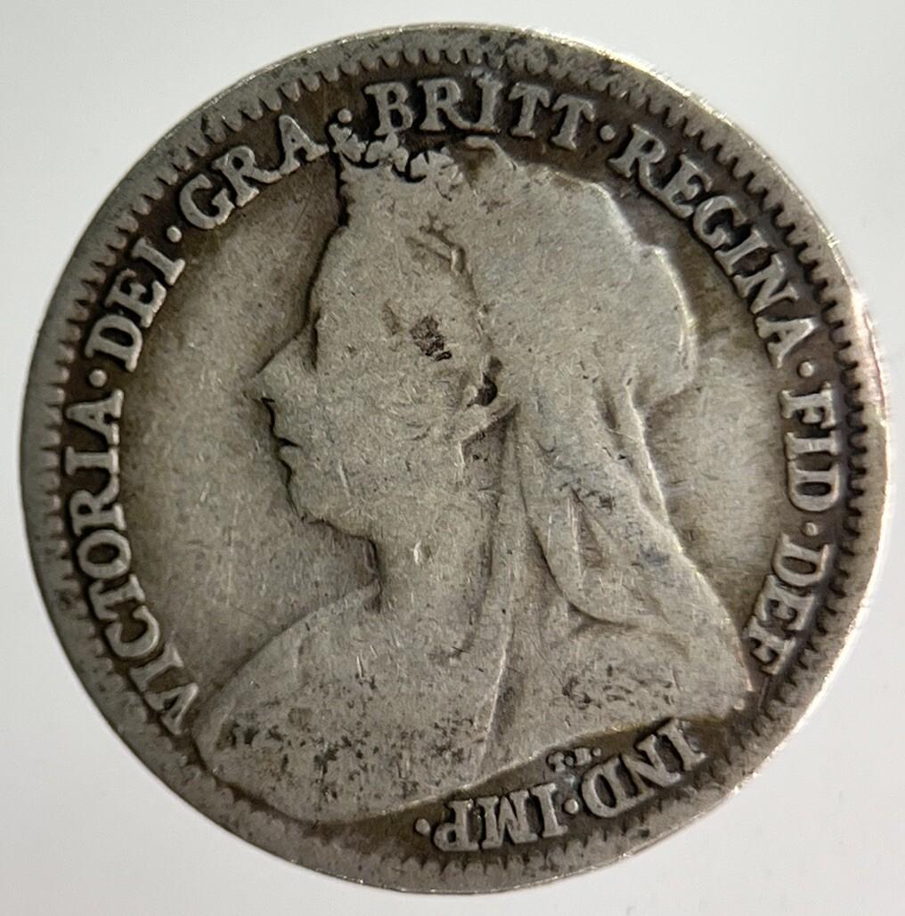 1900 Veiled Head Victoria Threepence Silver Coin | Collectable Grade | a4010