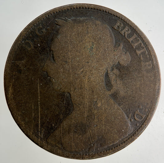 1885 Victoria One Penny Coin | Worn Grade