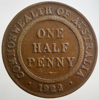 1922 Australia One Half Penny Coin | Collectable Grade | a7735