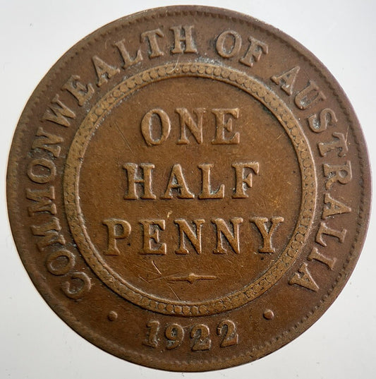 1922 Australia One Half Penny Coin | Collectable Grade | a7735