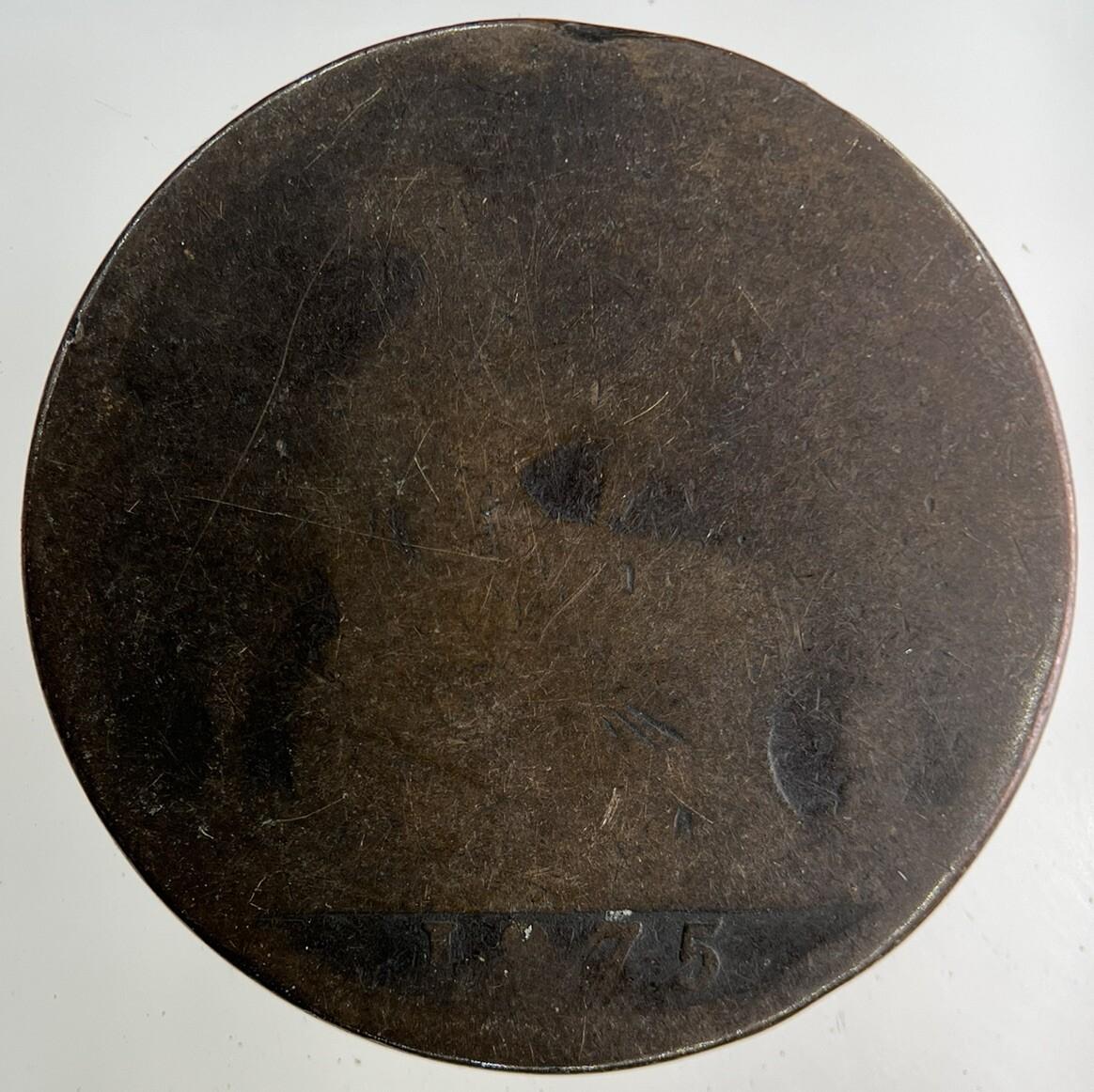 1875 Victoria One Penny Coin | Worn Grade