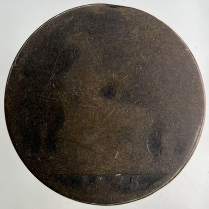 1875 Victoria One Penny Coin | Worn Grade