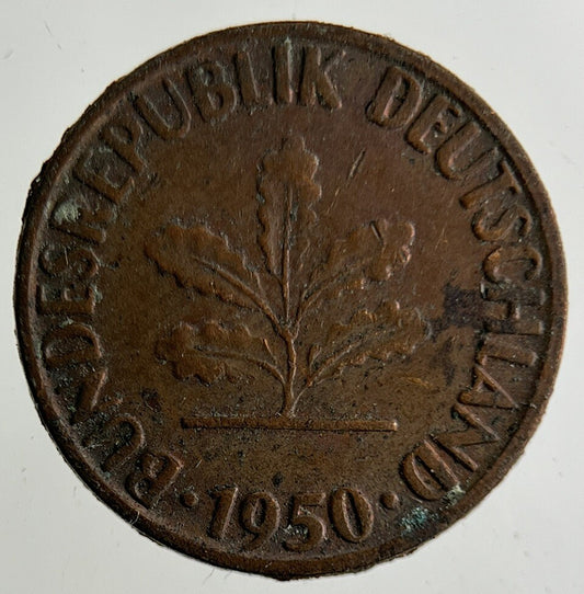 1950 Germany 1 Pfennig Coin | Fine Collectable Grade