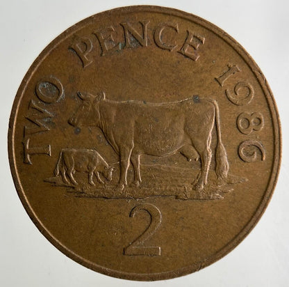 1986 Guernsey 2p Two-Pence Coin | Fine Collectable Grade