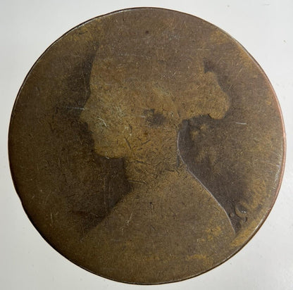 1862 Victoria One Penny Coin | Worn Grade