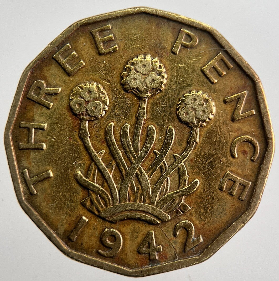 1942 British Brass Threepence Coin | Fine Collectable Grade | a7353
