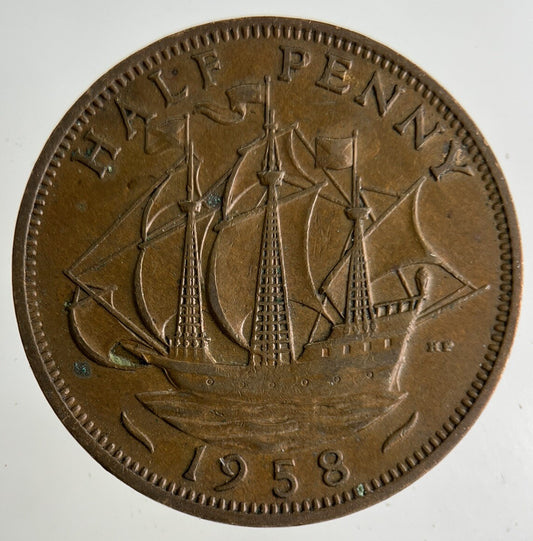 1958 Elizabeth II 2nd Half-Penny Coin | Fine Collectable Grade