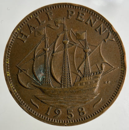 1958 Elizabeth II 2nd Half-Penny Coin | Fine Collectable Grade