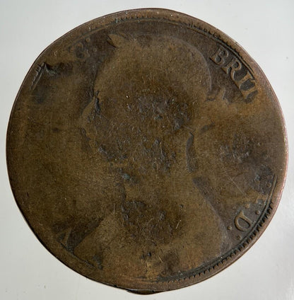 1891 Victoria One Penny Coin | Worn Grade