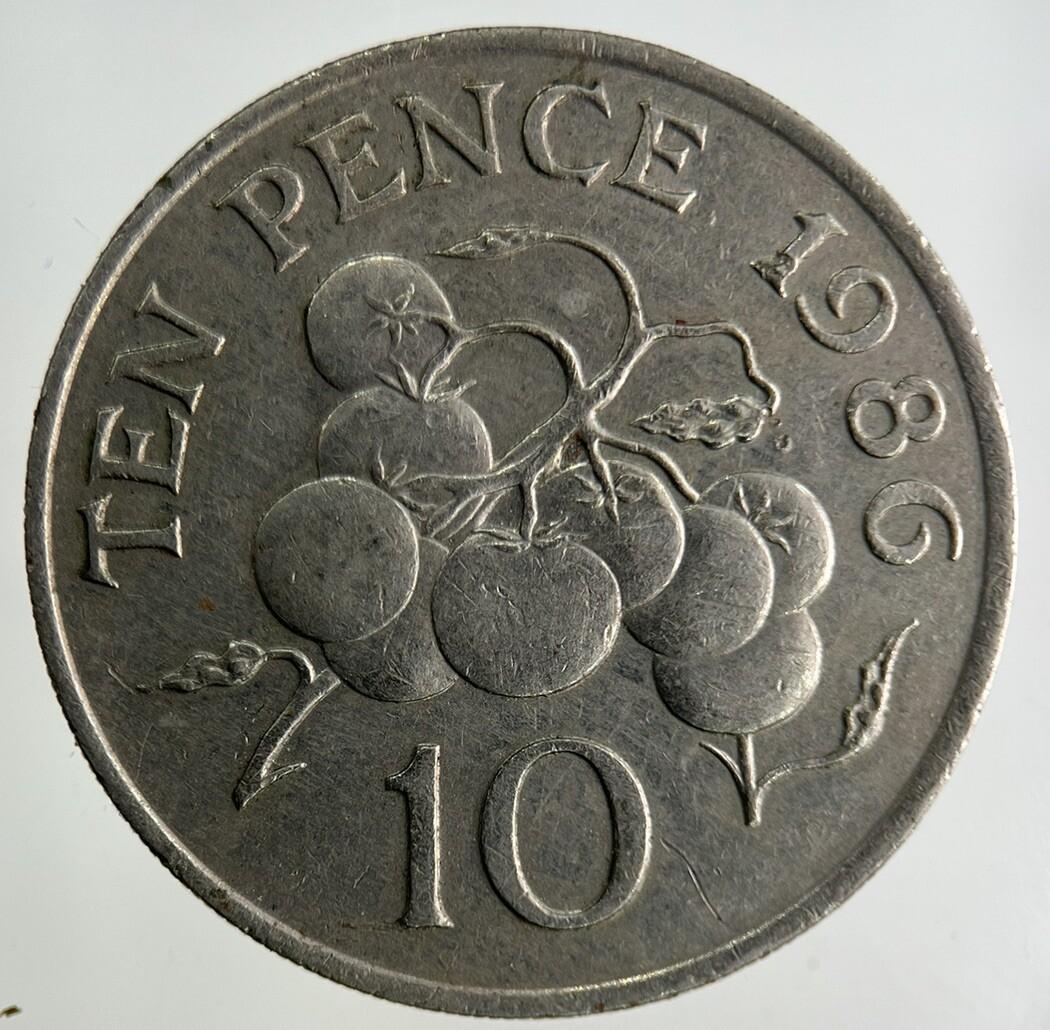 1986 Guernsey 10p Ten-Pence Coin | Fine Collectable Grade