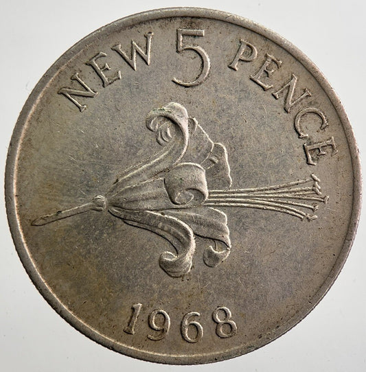 1968 Guernsey 5p 5 Five Pence Coin | Fine Collectable Grade | a7491