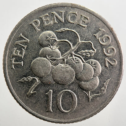 1992 Guernsey 10p 10 Ten Pence Coin | Fine Collectable Grade | a7489