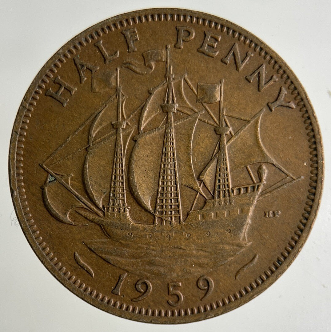 1959 Elizabeth II 2nd Half-Penny Coin | Fine Collectable Grade