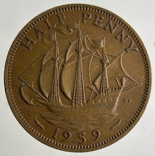 1959 Elizabeth II 2nd Half-Penny Coin | Fine Collectable Grade