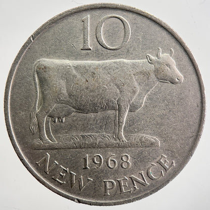 1968 Guernsey 10p 10 Ten Pence Coin | Fine Collectable Grade | a7490
