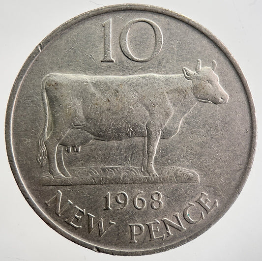 1968 Guernsey 10p 10 Ten Pence Coin | Fine Collectable Grade | a7490