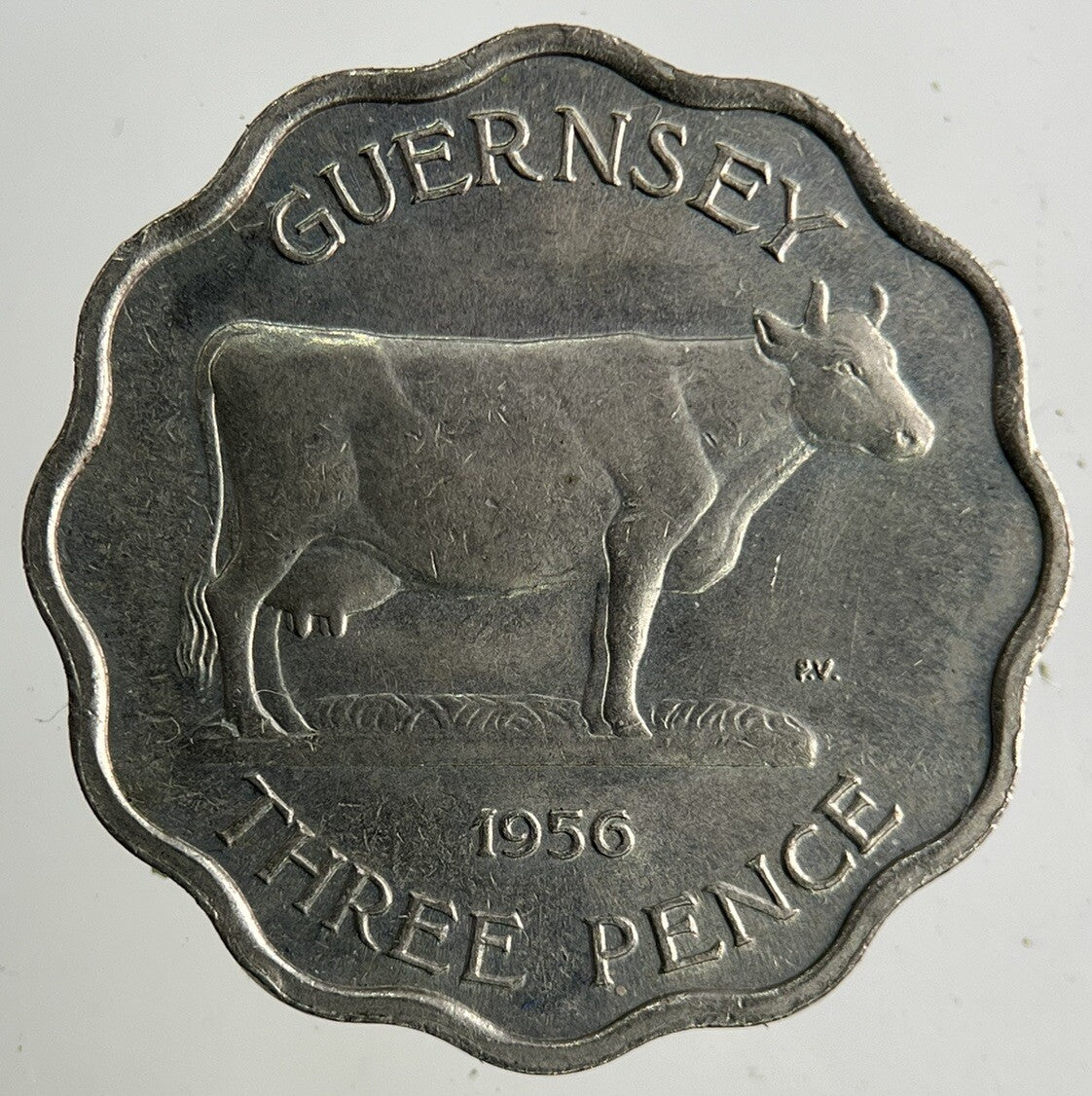 1956 Guernsey Three-Pence Coin | Fine Collectable Grade