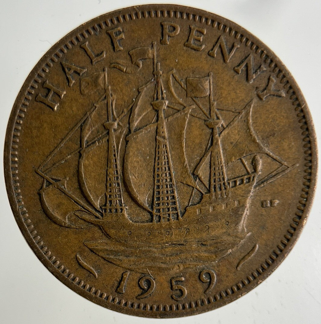 1959 Elizabeth II 2nd Half-Penny Coin | Fine Collectable Grade