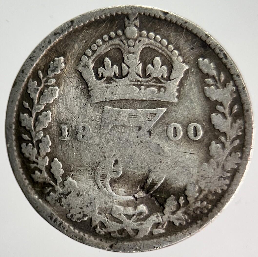 1900 Veiled Head Victoria Threepence Silver Coin | Fair Grade | a4002