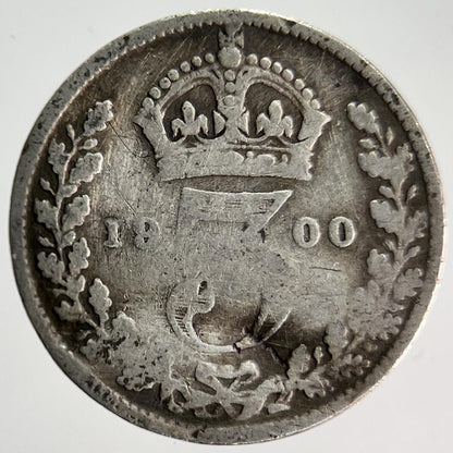 1900 Veiled Head Victoria Threepence Silver Coin | Fair Grade | a4002