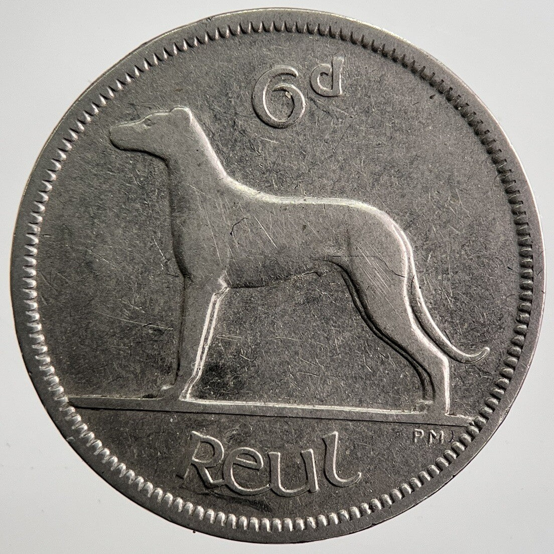 1928 Irish Dog Sixpence Coin | Fine Collectable Grade | a7453