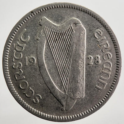 1928 Irish Dog Sixpence Coin | Fine Collectable Grade | a7453