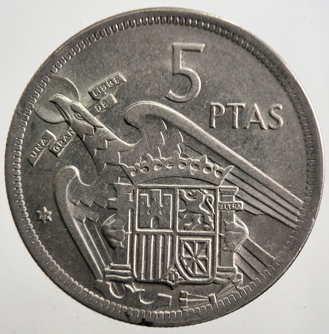 1957 Spain Cinco 5 Pesetas Coin | Very High Grade | a7718