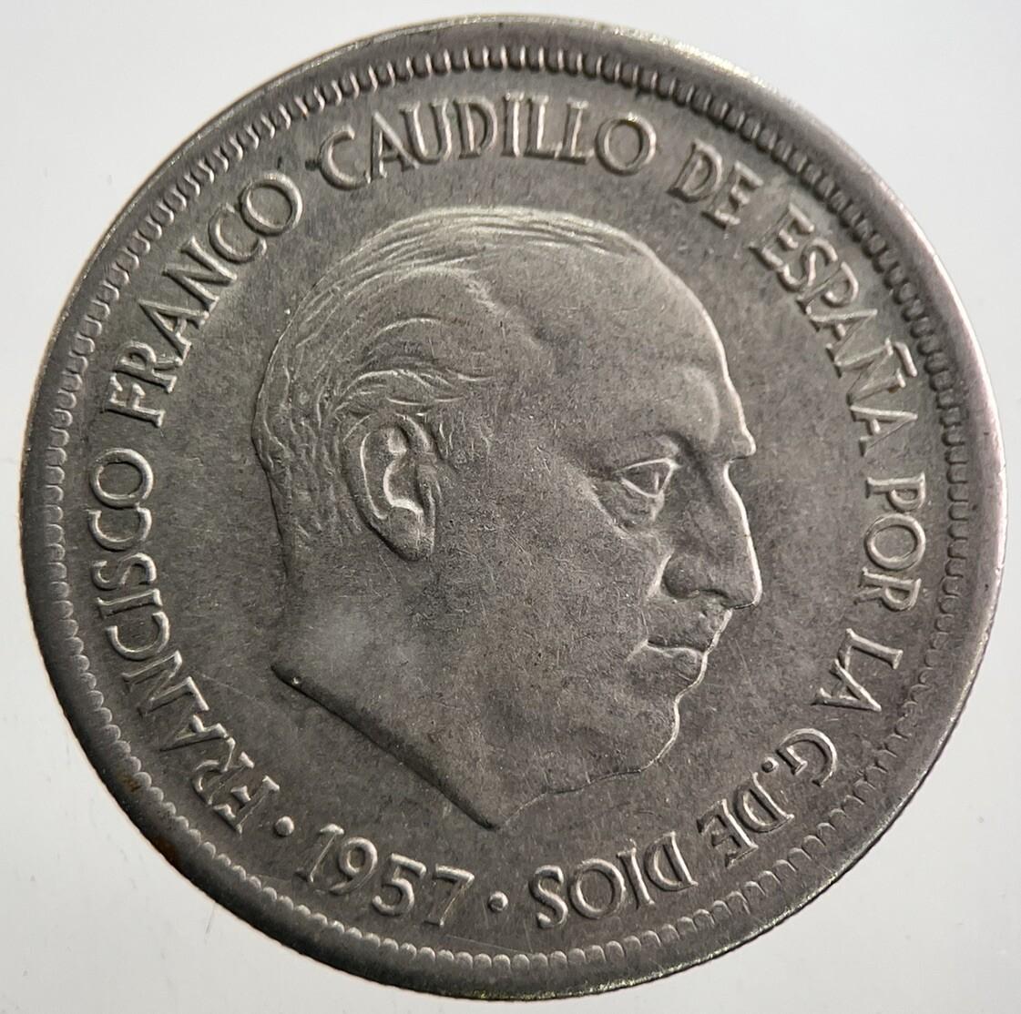 1957 Spain Cinco 5 Pesetas Coin | Very High Grade | a7718