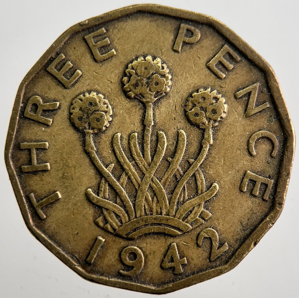 1942 British Brass Threepence Coin | Fine Collectable Grade | a7354