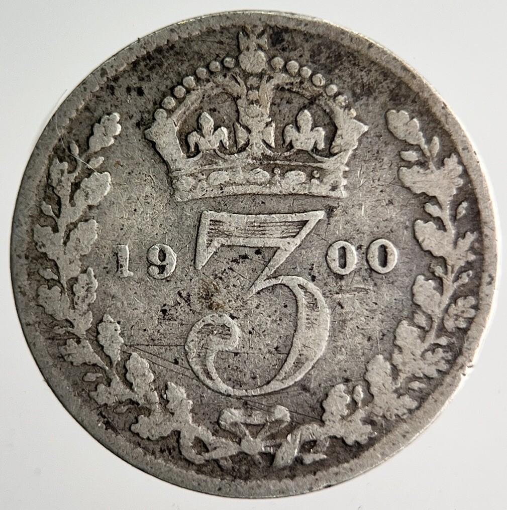 1900 Veiled Head Victoria Threepence Silver Coin | Collectable Grade | a4030
