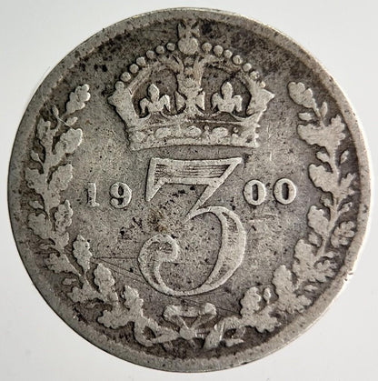 1900 Veiled Head Victoria Threepence Silver Coin | Collectable Grade | a4030