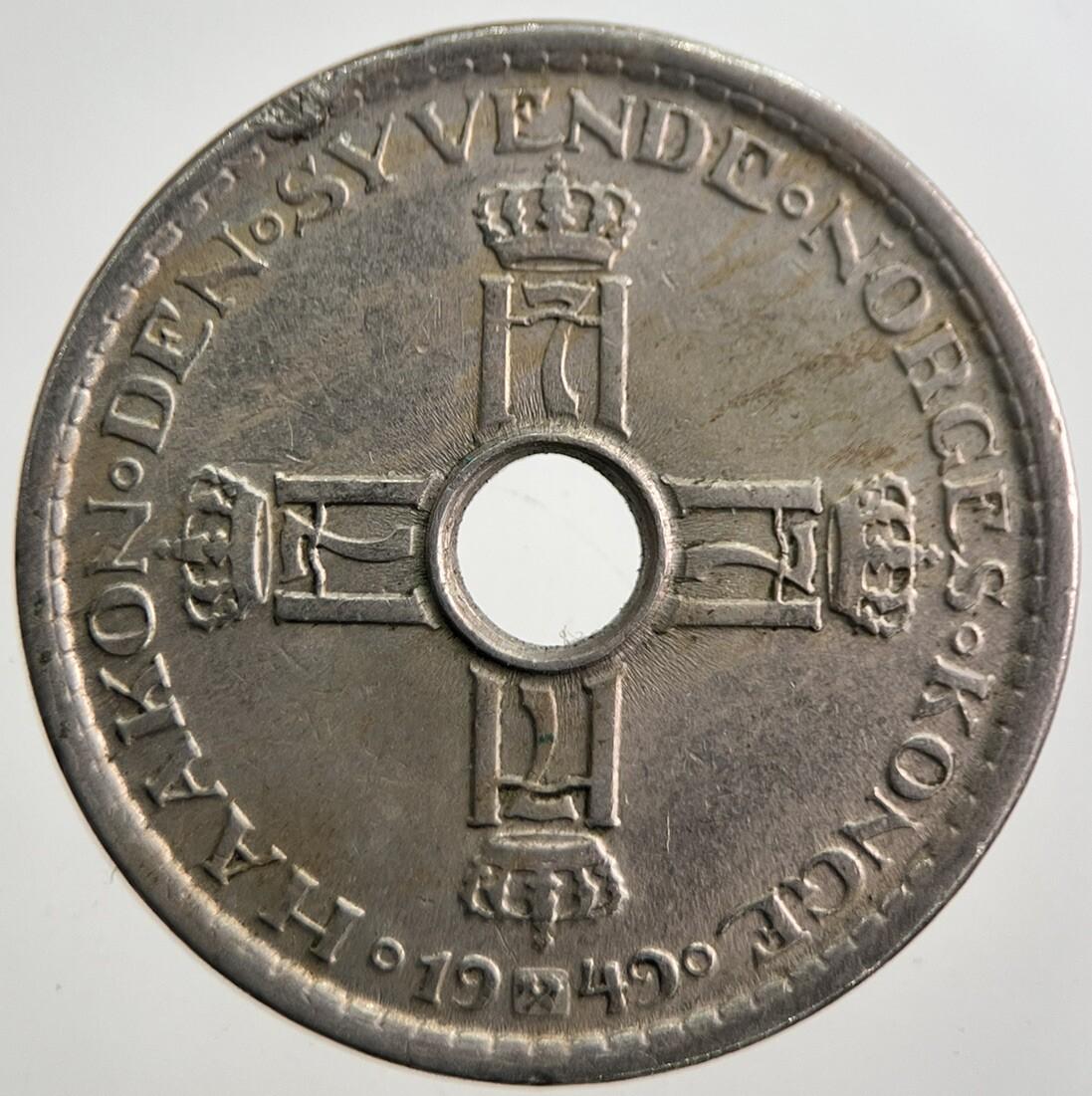 1949 Norway 1 Krone Coin | Fine Collectable Grade | a7687