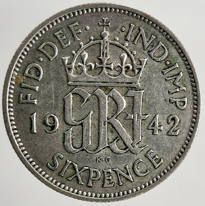 1942 George VI British Sixpence Silver Coin | Fine Collectable Grade | a5245
