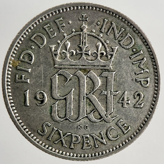 1942 George VI British Sixpence Silver Coin | Fine Collectable Grade | a5245