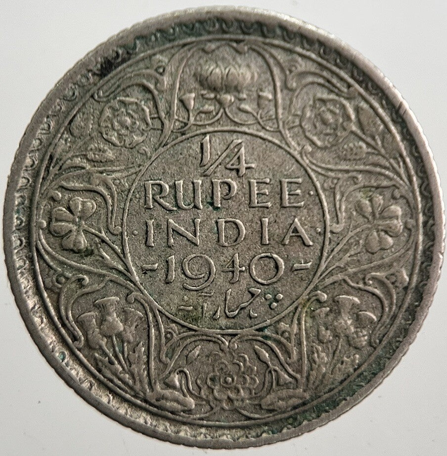 1940 India 1/4 Quarter Rupee Silver Coin | Collectable Grade | a7672
