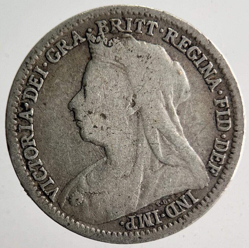 1897 Veiled Head Victoria Threepence Silver Coin | Collectable Grade | a4023