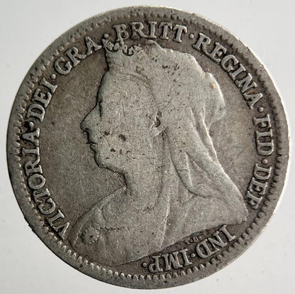 1897 Veiled Head Victoria Threepence Silver Coin | Collectable Grade | a4023