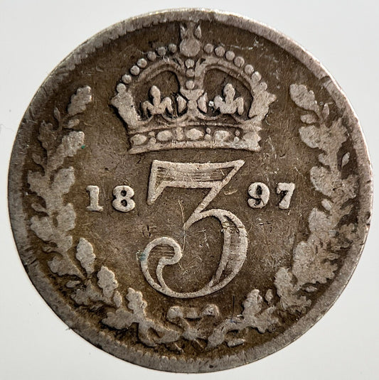 1897 Veiled Head Victoria Threepence Silver Coin | Collectable Grade