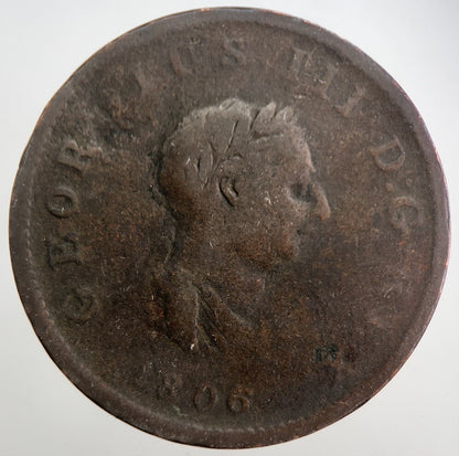 1806 George 3rd III Half-Penny British Coin | Collectable Grade | a7540