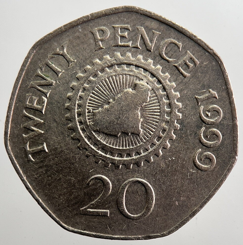 1999 Guernsey 20p 20 Twenty Pence Coin | Fine Collectable Grade | a7488