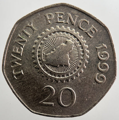 1999 Guernsey 20p 20 Twenty Pence Coin | Fine Collectable Grade | a7488