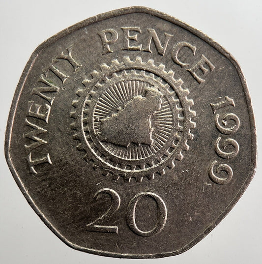 1999 Guernsey 20p 20 Twenty Pence Coin | Fine Collectable Grade | a7488
