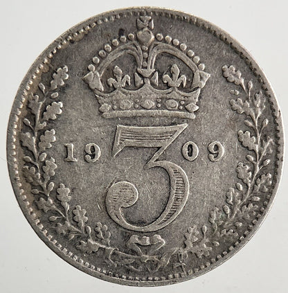 1909 Edward VII Threepence Silver Coin | Fine Collectable Grade | a9841